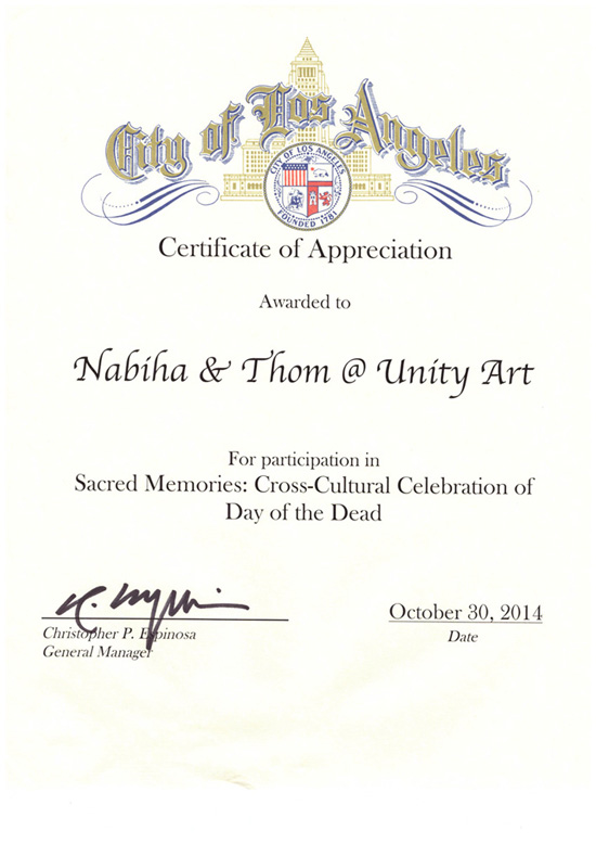 City of Los Angeles Certificate of Appreciation